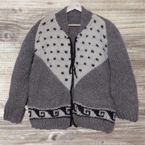 VINTAGE Hand Knit Lodge Sweater Sz XL